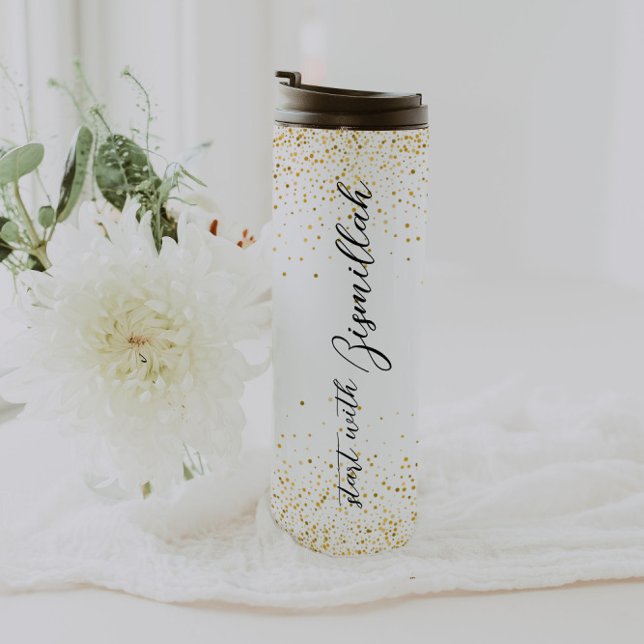 Golden Start with Bismillah End with Alhamdulillah Thermal Tumbler (Creator Uploaded)