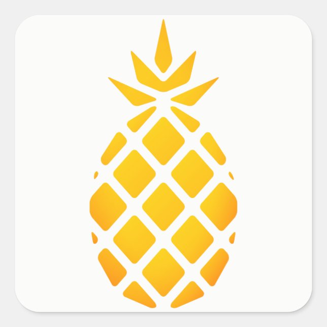 Golden Stencil Hawaiian Pineapple Square Sticker (Front)