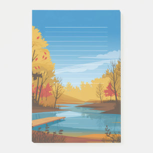 Golden Stillness: Autumn Lake Post-it Notes