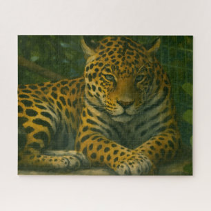 Golden Stillness – Resting Leopard in Foliage Jigsaw Puzzle