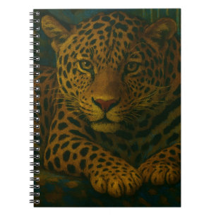 Golden Stillness – Resting Leopard in Foliage Notebook