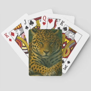 Golden Stillness – Resting Leopard in Foliage Playing Cards