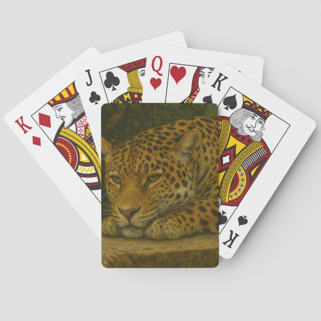Golden Stillness – Resting Leopard in Foliage Playing Cards (Back)