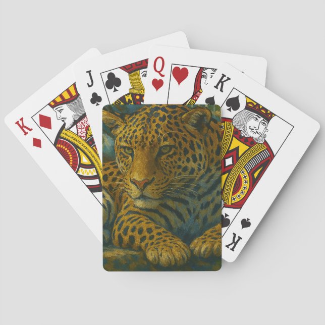 Golden Stillness – Resting Leopard in Foliage Playing Cards (Back)