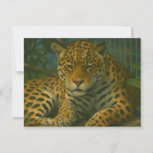 Golden Stillness – Resting Leopard in Foliage Postcard