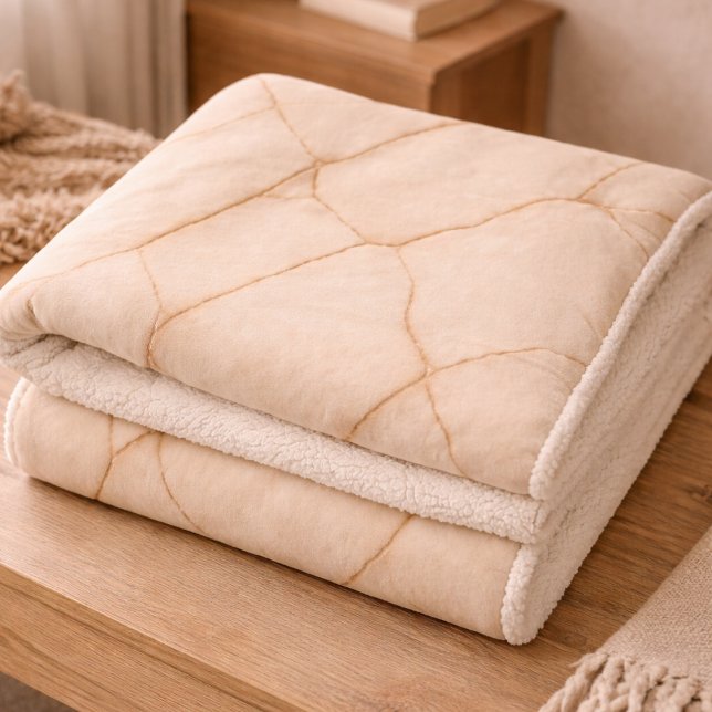 Golden Stone Veins Sherpa Blanket (Soft stone tones traced with warm veining, made for grounded living spaces.)