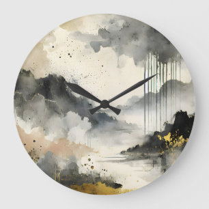 Golden Storm Large Clock