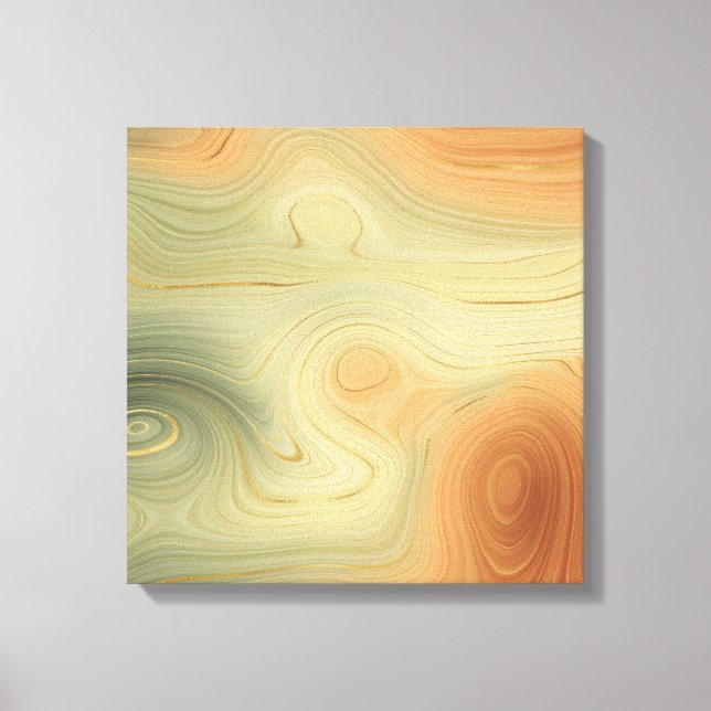 Golden Strata | Peach Burnt Orange Green Agate Canvas Print (Front)