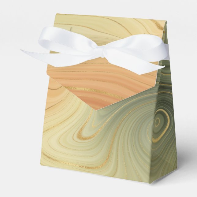 Golden Strata | Peach Burnt Orange Green Agate Favour Box (Front Side)