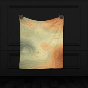 Golden Strata   Peach Burnt Orange Green Agate Fleece Blanket
