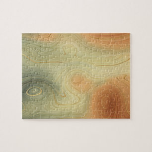 Golden Strata   Peach Burnt Orange Green Agate Jigsaw Puzzle