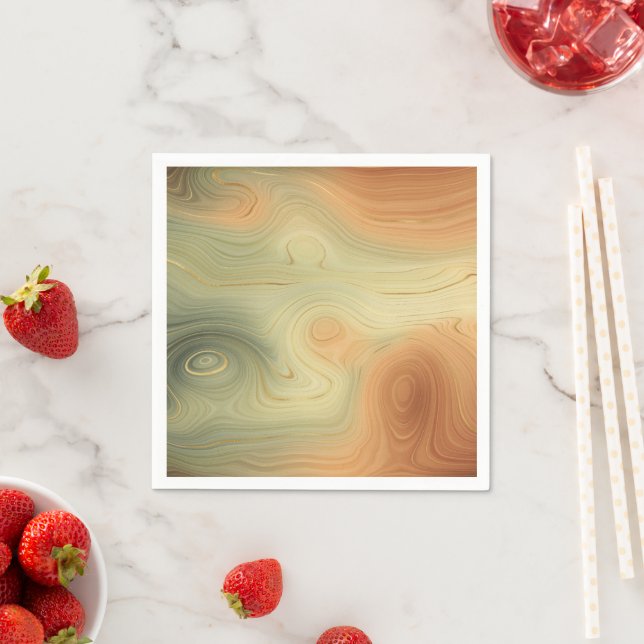 Golden Strata | Peach Burnt Orange Green Agate Napkin (Insitu)