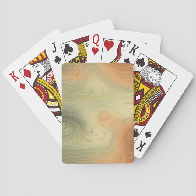 Golden Strata | Peach Burnt Orange Green Agate Playing Cards (Back)