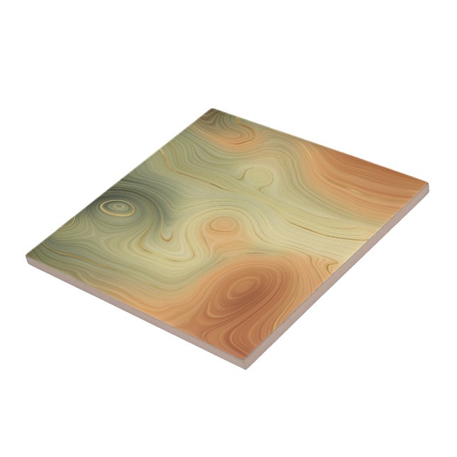 Golden Strata | Peach Burnt Orange Green Agate Tile (Side)