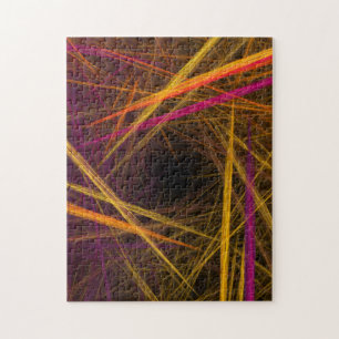 Golden straw with purple and red fractal design jigsaw puzzle