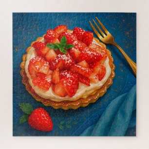 "Golden Strawberry Tart – Elegant Dessert Puzzle" Jigsaw Puzzle