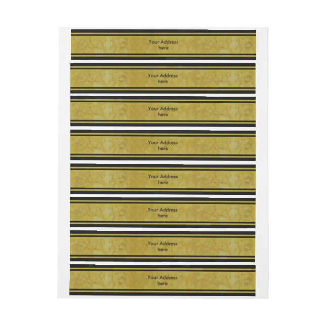 Golden Stripes - black + your ideas Wraparound Address Label (Sheet)