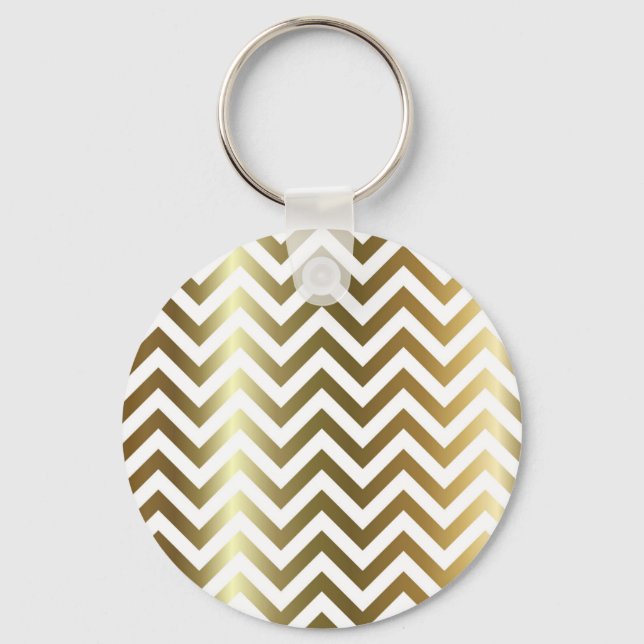 Golden Stripes Chevron Pattern Key Ring (Front)