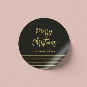 Golden stripes  classic round sticker