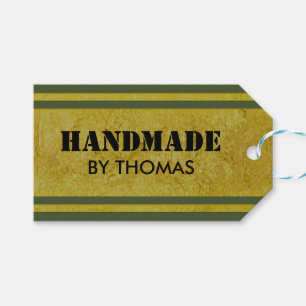 Golden Stripes - dark green + your text & ideas Gift Tags