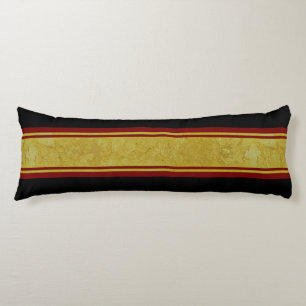 Golden Stripes dark red + your background colour Body Cushion