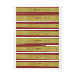 Golden Stripes - dark red + your ideas Wraparound Address Label