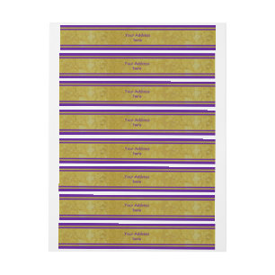 Golden Stripes - dark violet + your ideas Wraparound Address Label