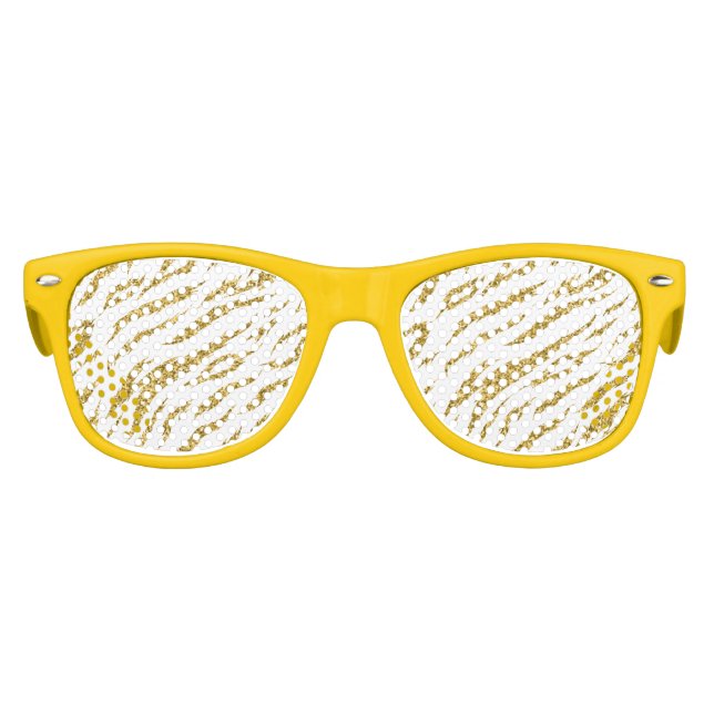 Golden stripes print, stripes pattern, tiger skin kids sunglasses (Front)