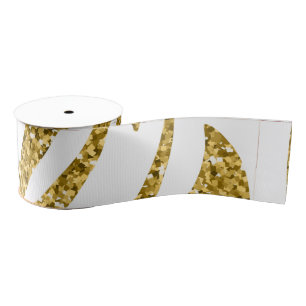 Golden stripes print, tiger stripes pattern grosgrain ribbon