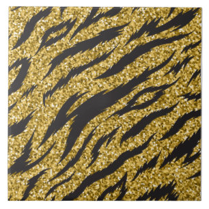 Golden stripes print, tiger stripes pattern tile