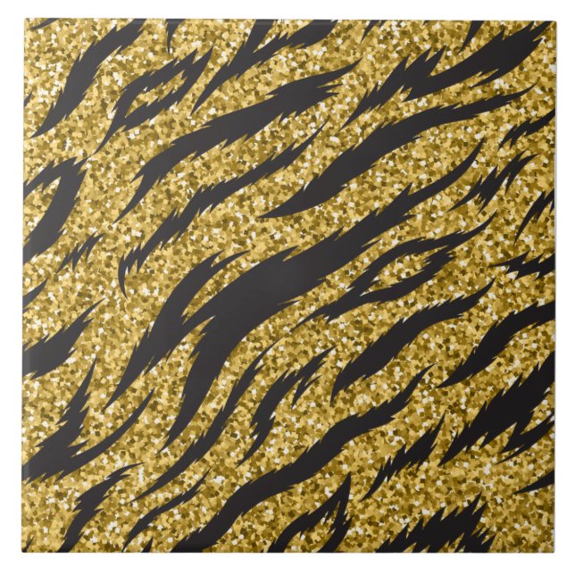 Golden stripes print, tiger stripes pattern tile (Front)