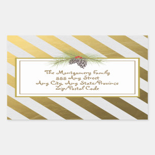 Golden Stripes - Square Christmas Sticker