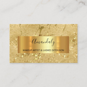 Golden Strokes Beauty Shop Minimalism Elegant Business Card