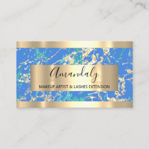 Golden Strokes Grey Glitter Blue Celestial  Business Card