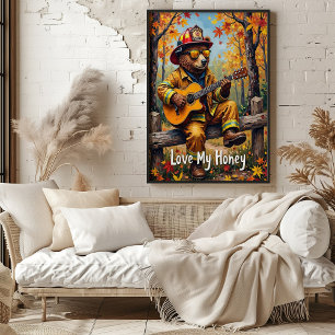 Golden Strums: Bear's Honeyed Notes Poster