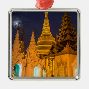Golden Stupa And Temples Metal Tree Decoration