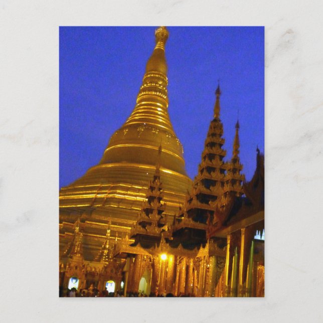golden stupa shwedagon night postcard (Front)