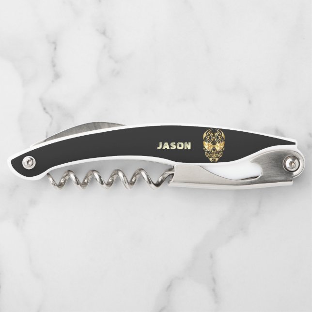 Golden Sugar Skull Corkscrew (Back)
