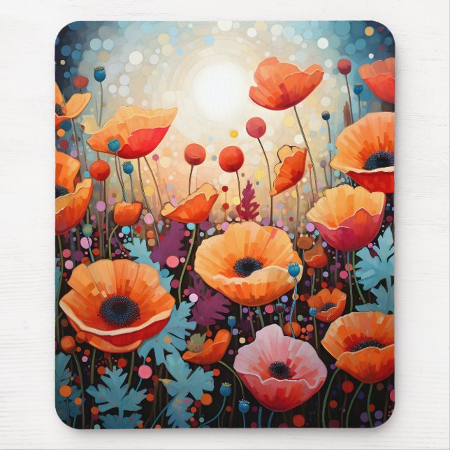 Golden Summer Glow Poppy Paradise Mouse Mat (Front)