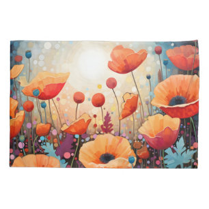 Golden Summer Glow Poppy Paradise Pillowcase