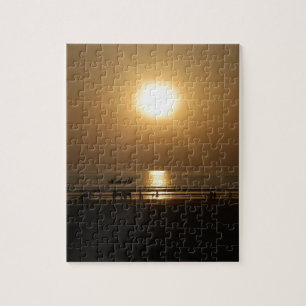 Golden Summer Sunset Reflection on the Beach Jigsaw Puzzle