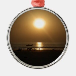Golden Summer Sunset Reflection on the Beach Metal Tree Decoration