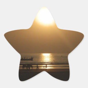 Golden Summer Sunset Reflection on the Beach Star Sticker