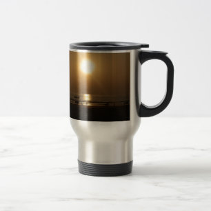 Golden Summer Sunset Reflection on the Beach Travel Mug