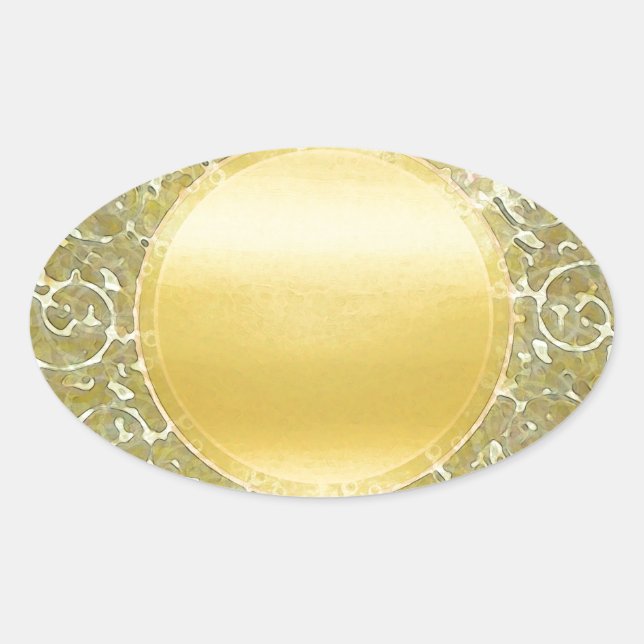 Golden Sun Background Oval Sticker (Front)