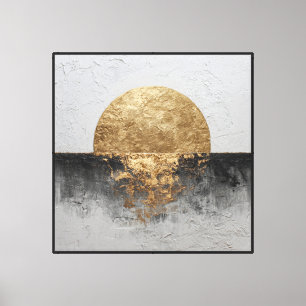 Golden Sun & Black Horizon – Abstract Wall Art