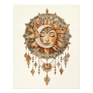 Golden Sun Face Dreamcatcher Photo Print
