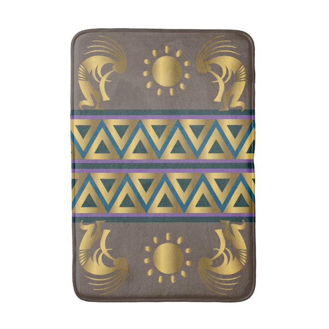 Golden Sun Kokopellis Bath Mat (Front Vertical)