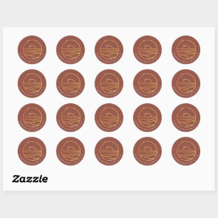 Golden sun logo wedding classic round sticker