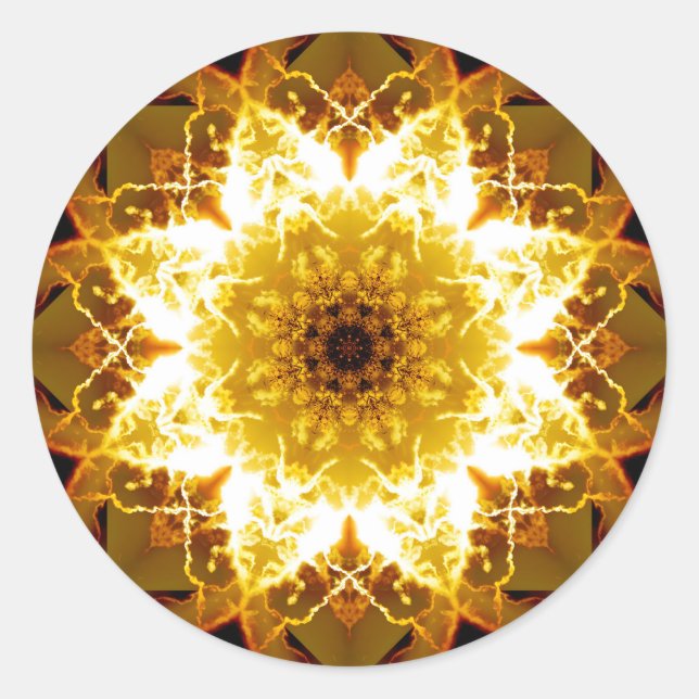 Golden Sun Mandala Classic Round Sticker (Front)